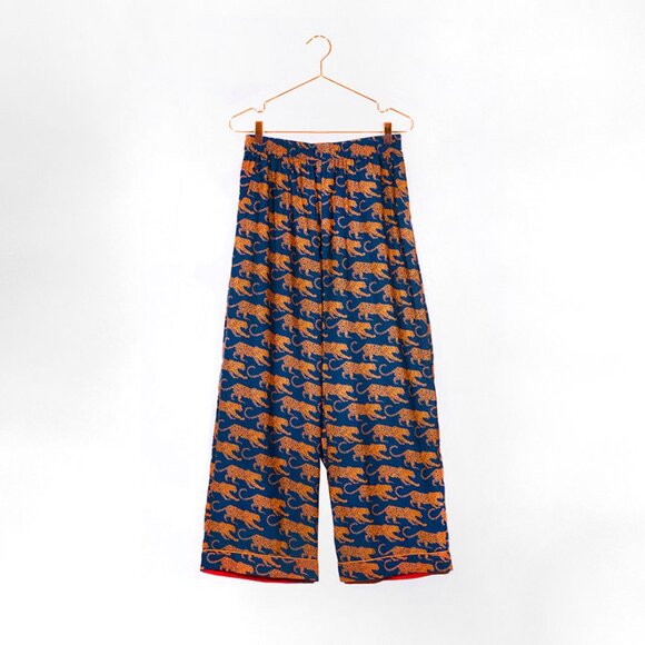 SILK Elegant Leopard Print Pajama Set Lounging Suit L XL - Picture 4 of 7